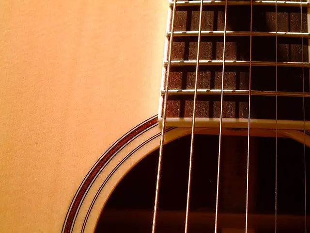 Baritone Acoustic Guitar Strings Close-up