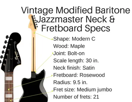 Squier Vintage Modified Baritone Jazzmaster (Neck & Fretboard Specs)